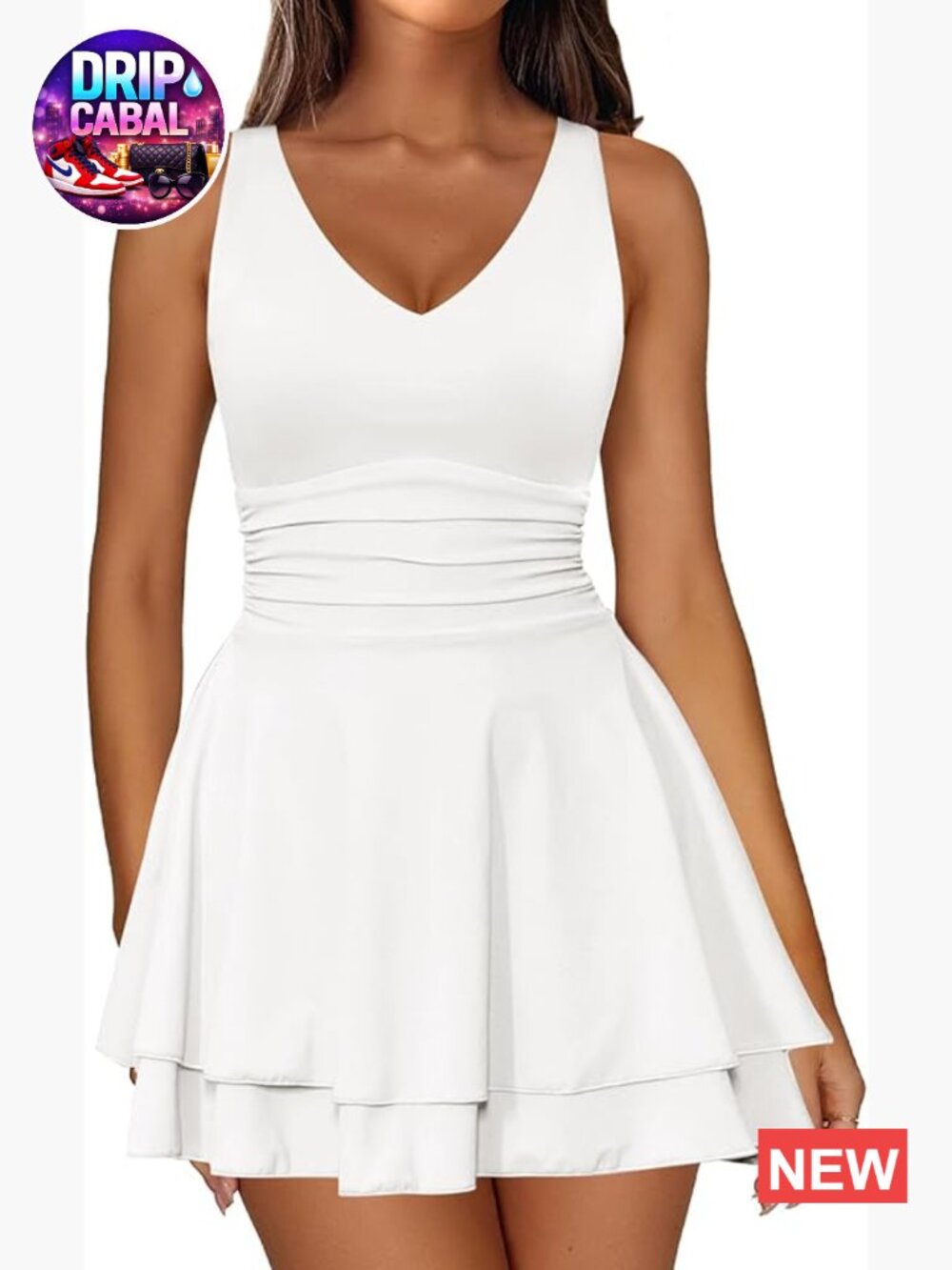 Sexy V Neck Sleeveless Corset Mini Dress Tiered Ruffle Hem A Line Party Club